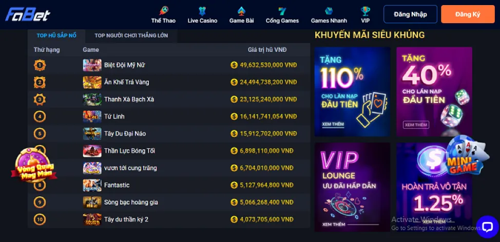 Các chương trình khuyến mãi đá gà độc quyền trên 1888v app
